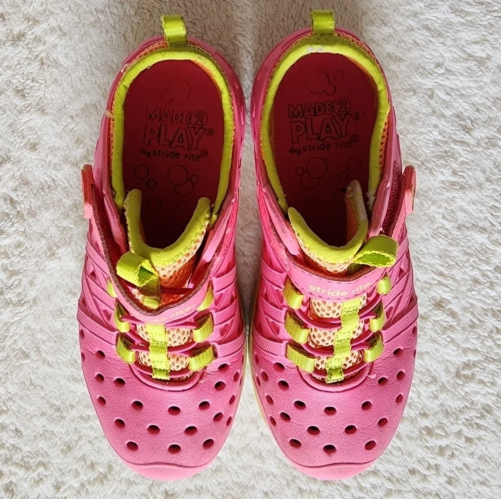 Stride Rite Pink and Green Kids Water Shoes